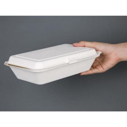 Barquettes à charnière en bagasse compostables Fiesta Green 24,8 cm (x250)