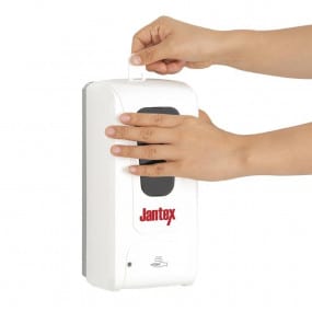 Distributeur automatique spray de savon et désinfectant pour les mains Jantex 1L