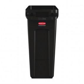 Collecteur de recyclage avec conduits d'aération Rubbermaid Slim Jim noir 60L