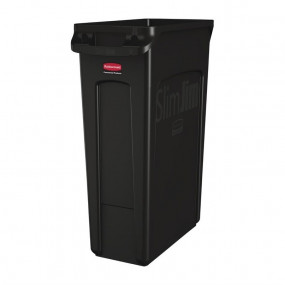 Collecteur de recyclage avec conduits d'aération Rubbermaid Slim Jim noir 87L