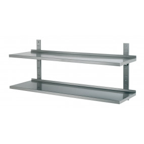 ETAGERE MURALE INOX PLEINE SUR CREMAILLERES 1400x400x0