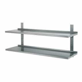 ETAGERE MURALE INOX PLEINE S/ CREMAILLERES 700x300x635
