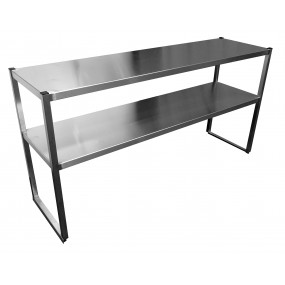 ETAGERE SUR COLONETTES INOX 304, 2 NIVEAUX 1400x300x700