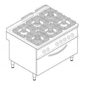 Fourneau 6 Feux / Four Gaz Extra Large + Grill - FU013476