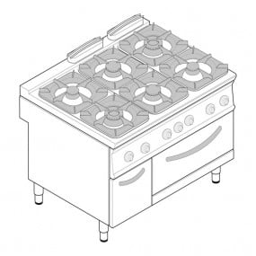 Fourneau 6 Feux / Four Electrique Gn1/1 + Placard - FU013479