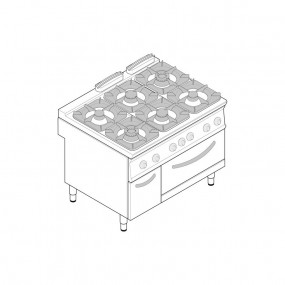 Fourneau 6 Feux / Four Gaz Gn 2/1 + Placard - FU013471