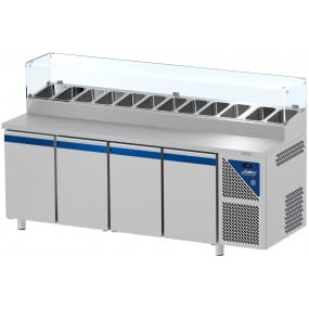 Table snack positive +4/+10°C - 816 L - 4 portes pleines - Prof. 800 - 600 x 400 - Dalmec - PS804V-2