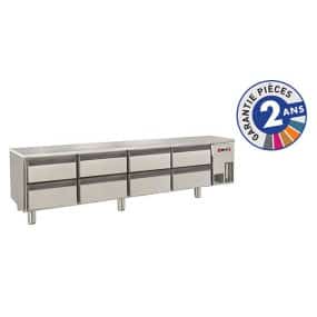 Soubassement réfrigéré sans dessus - 8 tiroirs - 300 L - Gamme 650 - Baron - BR20SP05