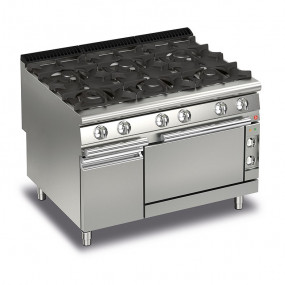 Fourneau gaz sur four électrique et placard neutre - 6 feux vifs - Gamme Queen 900 - 90QPCFGE120