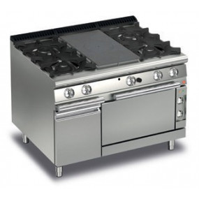 Fourneau - 4 feux vifs gaz sur four électrique + placard neutre - Gamme Queen 900 - 90QTPMFG123