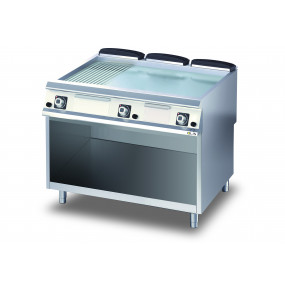 Grillade gaz sur placard ouvert - Plaque chromée 1/3 rainurée - DIAMANTE 90 - OLIS - D9610FTTGC13R