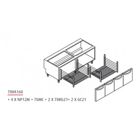 Soubassement baie libre - Prof. 630 mm - Gamme 700 - Baron - Longueur (mm) - 200