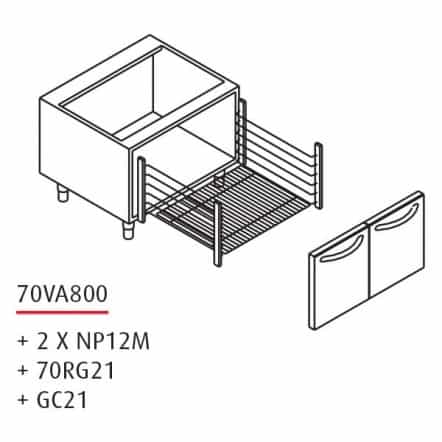 Soubassement baie libre - Prof. 630 mm - Gamme 700 - Baron - Longueur (mm) - 200