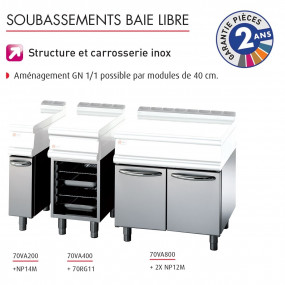 Soubassement baie libre - Prof. 630 mm - Gamme 700 - Baron - Longueur (mm) - 400