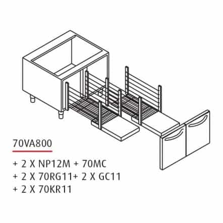 Soubassement baie libre - Prof. 630 mm - Gamme 700 - Baron - Longueur (mm) - 400