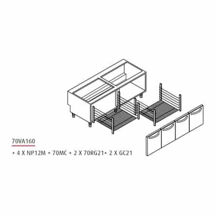 Soubassement baie libre - Prof. 630 mm - Gamme 700 - Baron - Longueur (mm) - 600