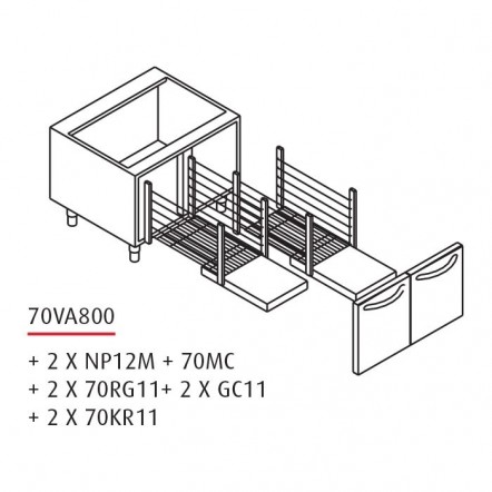 Soubassement baie libre - Prof. 630 mm - Gamme 700 - Baron - Longueur (mm) - 1200