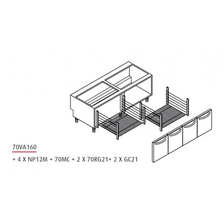 Soubassement baie libre - Prof. 630 mm - Gamme 700 - Baron - Longueur (mm) - 1600