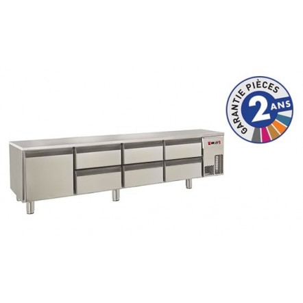Soubassement réfrigéré positif - 300 L - Baron - Type de modèle - 6 tiroirs + 1 porte