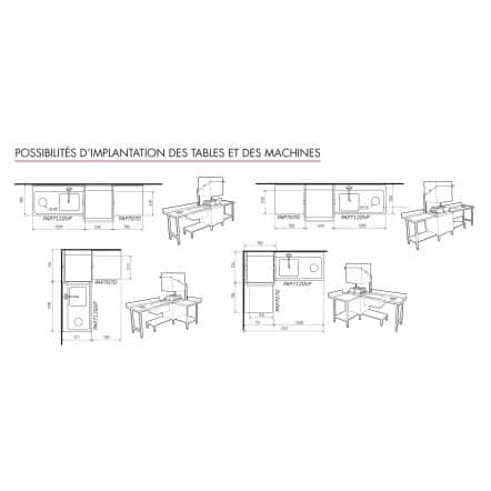 Table lisse pour machines à capot panier 500 x 500 et panier 600 x 500 - PAP707D