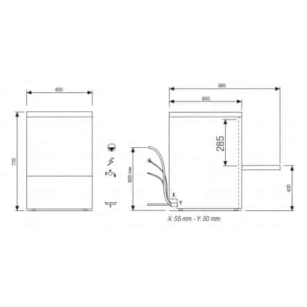 Lave-vaisselle - STEELTECH V1 - Panier 500 x 500 mm - COLGED - Modèle Laverie - Avec adoucisseur