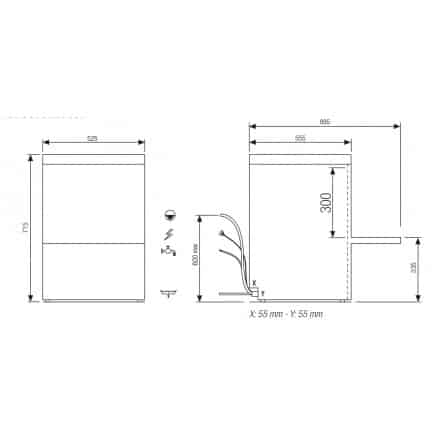Lave-verres - 14 litres - STEELTECH DG - Panier 450 x 450 mm - COLGED - Modèle Laverie - Avec adoucisseur