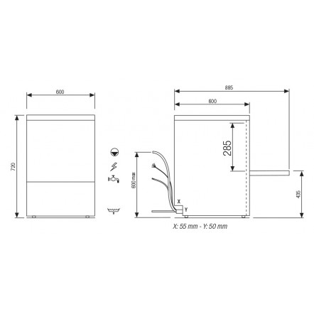 Lave-verres - 15 litres - NEOTECH V1 - Panier 500 x 500 mm - COLGED - Modèle Laverie - Avec pompe de vidange - sans adoucisseur