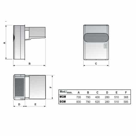Groupe frigorifique négatif monobloc à chevauchement - Nosem - Volume Chambre Froide (m3) - Jusqu'à 4,1