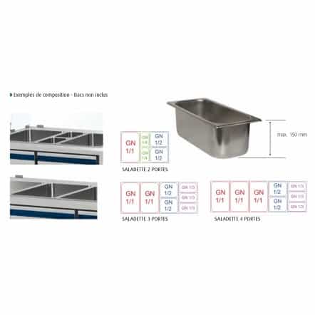 Saladette positive +4/+10°C - 5 GN 1/1 - 630 L - 4 portes pleines - Prof. 700 - Dalmec - SAL704VB-2