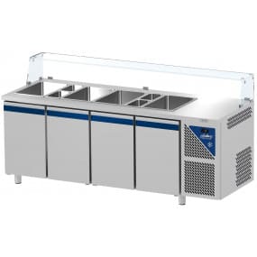 Saladette positive +4/+10°C - 5 GN 1/1 - 630 L - 4 portes pleines - Prof. 700 - Dalmec - SAL704VB-2