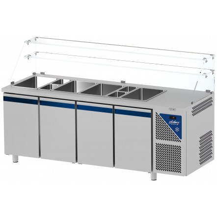 Saladette positive +4/+10°C - 5 GN 1/1 - 630 L - 4 portes pleines - Prof. 700 - Dalmec - SAL704VH-2
