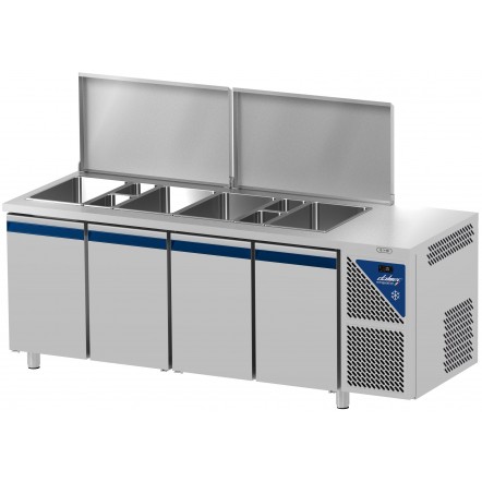 Saladette positive +4/+10°C - 5 GN 1/1 - 630 L - 4 portes pleines - Prof. 700 - Dalmec - SAL704C-2