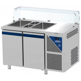 Saladette positive +4/+10°C sans groupe logé - 2 GN 1/1 + 2 GN 1/4 - 300 L - 2 portes pleines - Prof. 700 - SAL702SGVB-2