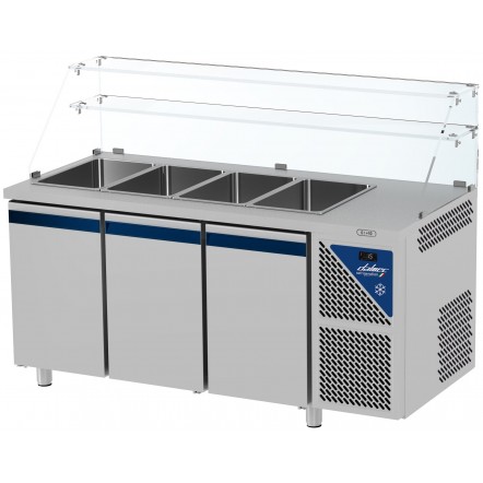 Saladette positive +4/+10°C sans groupe logé - 4 GN 1/1 - 460 L - 3 portes pleines - Prof. 700 - Dalmec - SAL703SGVH-2