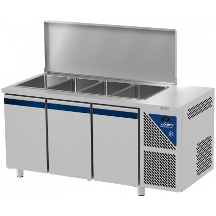 Saladette positive +4/+10°C sans groupe logé - 4 GN 1/1 - 460 L - 3 portes pleines - Prof. 700 - Dalmec - SAL703SGC-2