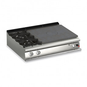 Plaque de cuisson - Top 2 feux vifs gaz + Plaque coup de feu - Gamme QUEEN 700 - 70QTPG121SX - Baron