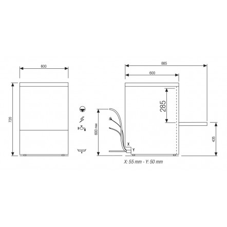 Lave-vaisselle avec pompe de vidange et adoucisseur - STEELTECH V1 - Panier 500 x 500 mm - STEEL361APV1 - COLGED