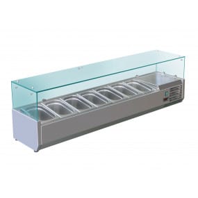 Vitrine réfrigérée positive +2/+8°C pour table à pizza - 9 bacs GN 1/4 - VRX180 - Nosem
