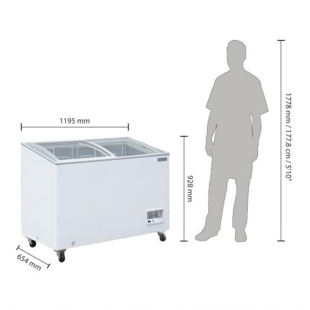 Congélateur coffre vitré polar 270 litres