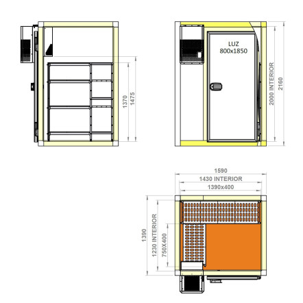 Kit Chambre froide positive, 3,52m³