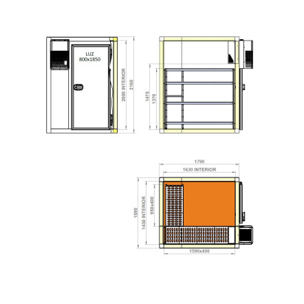 Kit Chambre froide positive, P.1790 mm, 4,66m³