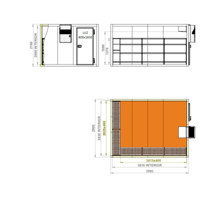 Kit Chambre froide positive, P.3990 mm, 21,68m³