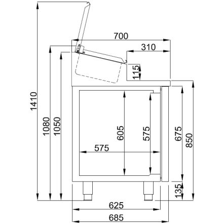 Saladette réfrigérée 2 portes - 7 x 1/3GN
