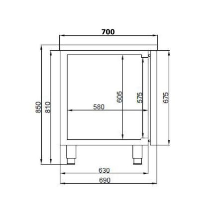 Table réfrigérée positive, excl. moteur - 474 litres