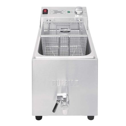 Friteuse électrique professionnelle 8 à 16 litres à poser avec robinet de vidange et minuterie numérique - Buffalo