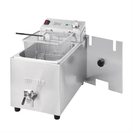 Friteuse électrique professionnelle 8 à 16 litres à poser avec robinet de vidange et minuterie numérique - Buffalo