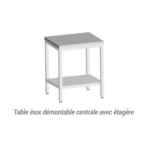 Table démontable avec étagère tout Inox AISI 304 profondeur 600 ou 700 mm longueur 600 à 2000 mm - L2G