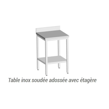 Table inox soudée de préparation profondeur 600 à 800 mm - L2G