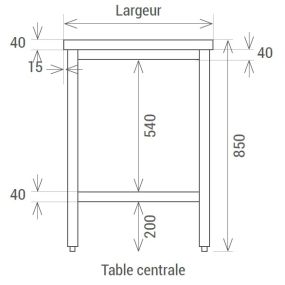 Table inox soudée de préparation profondeur 600 à 800 mm - L2G
