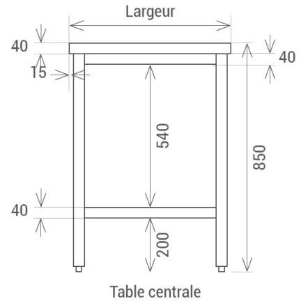 Table inox soudée de préparation profondeur 600 à 800 mm - L2G